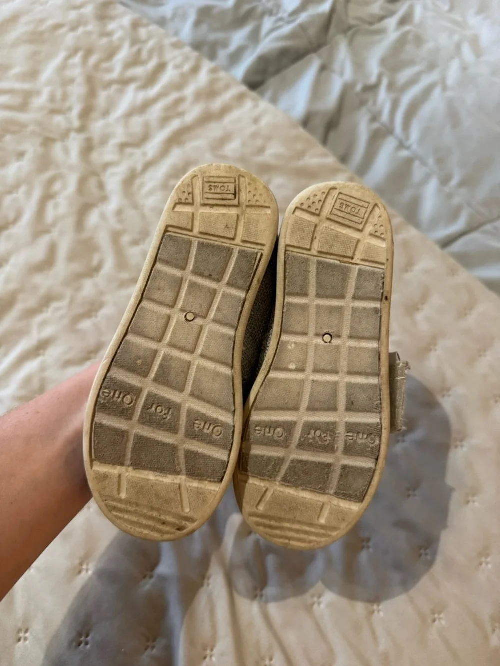 TOMS Light Gray Slip-On Canvas Shoes with Pink Lining